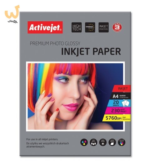 Activejet AP4-230G20 PAPIER FOTO fotograficzny błyszczący (A4; 20 szt.) Activejet AP4-230G20 PAPIER FOTO fotograficzny błyszczący (A4; 20 szt.)