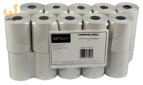 BSTech Papier, rolka termiczna do kas fiskalnych 57x25m 10 sztuk BSTech Papier, rolka termiczna do kas fiskalnych 57x25m 10 sztuk