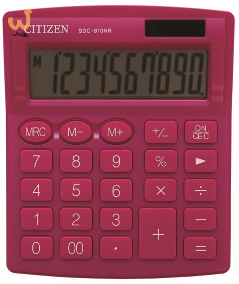 CITIZEN KALKULATOR BIUROWY SDC-810NRPKE, 10-cyfrowy, 127x105mm, różowy
