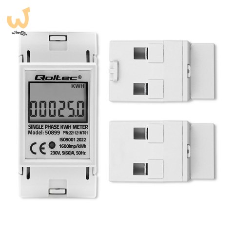QOLTEC LICZNIK ZUŻYCIA ENERGII JEDNOFAZOWY NA SZYNĘ DIN | 230V | LCD | 2P QOLTEC LICZNIK ZUŻYCIA ENERGII JEDNOFAZOWY NA SZYNĘ DIN | 230V | LCD | 2P