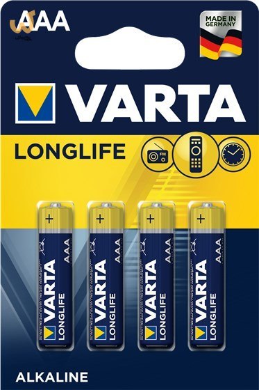 Zestaw baterii alkaliczne VARTA Longlife LR03 (AAA) (x 4) Zestaw baterii alkaliczne VARTA Longlife LR03 (AAA) (x 4)