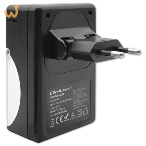 QOLTEC ŁADOWARKA DO AKUMULATORKÓW NI-MH TYPU R03/AAA R06/AA | 300MA QOLTEC ŁADOWARKA DO AKUMULATORKÓW NI-MH TYPU R03/AAA R06/AA | 300MA