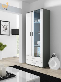 Witryna SOHO S6 2D2S szary/ biały połysk