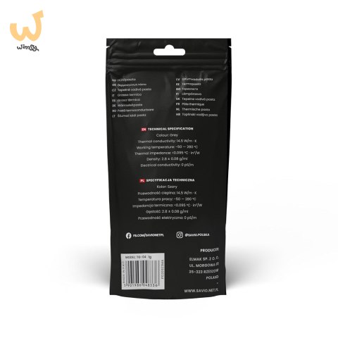 SAVIO PASTA TERMOPRZEWODZĄCA 14,5W/MK, 2G, TG-04 SAVIO PASTA TERMOPRZEWODZĄCA 14,5W/MK, 2G, TG-04