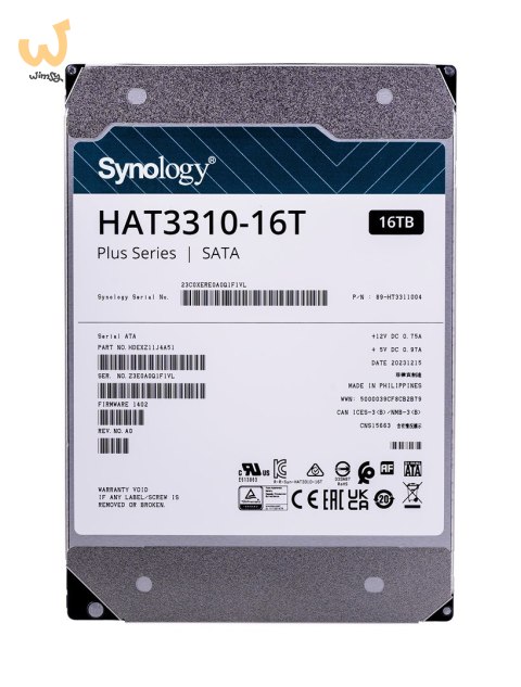 Synology HDD Plus Series (16 TB; 3.5"; SATA) HAT3310-16T Synology HDD Plus Series (16 TB; 3.5"; SATA) HAT3310-16T