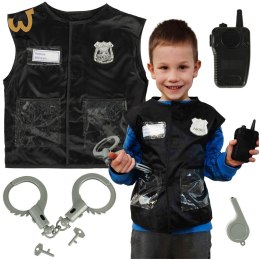 Kostium strój karnawałowy przebranie policjant kajdanki gwizdek zestaw 3-8 lat