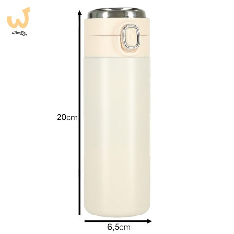 Kubek bidon termiczny z ustnikiem termos LED 420ml beżowy Kubek bidon termiczny z ustnikiem termos LED 420ml beżowy