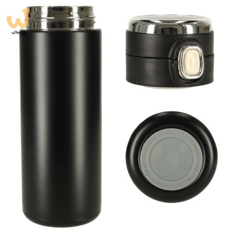 Kubek bidon termiczny z ustnikiem termos LED 420ml czarny Kubek bidon termiczny z ustnikiem termos LED 420ml czarny