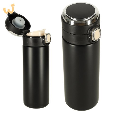 Kubek bidon termiczny z ustnikiem termos LED 420ml czarny Kubek bidon termiczny z ustnikiem termos LED 420ml czarny