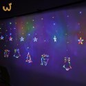 Lampki LED kurtyna renifer dzwonek mix świąteczne choinkowe 2,5m 138LED multikolor 8 trybów świecenia IP44