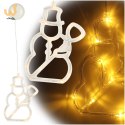 Lampki LED wisząca dekoracja świąteczna okna bałwanek 49cm przyssawka 10 LED