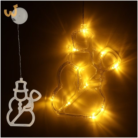 Lampki LED wisząca dekoracja świąteczna okna bałwanek 49cm przyssawka 10 LED Lampki LED wisząca dekoracja świąteczna okna bałwanek 49cm przyssawka 10 LED