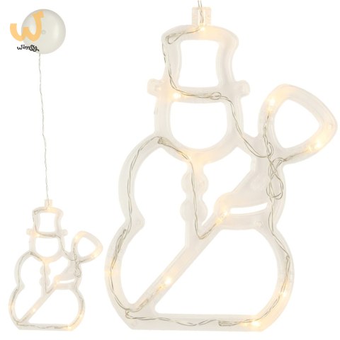 Lampki LED wisząca dekoracja świąteczna okna bałwanek 49cm przyssawka 10 LED Lampki LED wisząca dekoracja świąteczna okna bałwanek 49cm przyssawka 10 LED