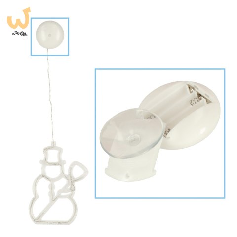 Lampki LED wisząca dekoracja świąteczna okna bałwanek 49cm przyssawka 10 LED Lampki LED wisząca dekoracja świąteczna okna bałwanek 49cm przyssawka 10 LED