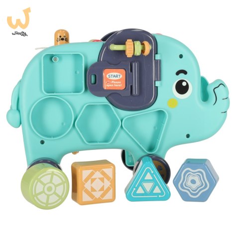 Słonik tablica manipulacyjna montessori wbijak sorter klocki młotek 26cm Słonik tablica manipulacyjna montessori wbijak sorter klocki młotek 26cm