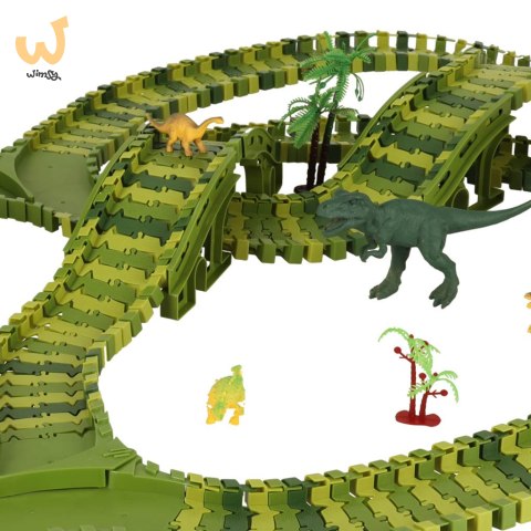 Tor wyścigowy dinozaury samochody 240 elementów Tor wyścigowy dinozaury samochody 240 elementów