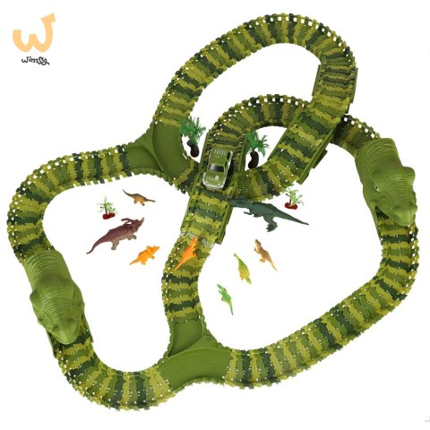 Tor wyścigowy dinozaury samochody 240 elementów Tor wyścigowy dinozaury samochody 240 elementów