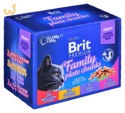 BRIT Cat Pouches Family Plate - mokra karma dla kota - 12 x 100g BRIT Cat Pouches Family Plate - mokra karma dla kota - 12 x 100g