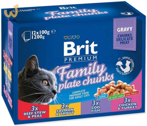 BRIT Cat Pouches Family Plate - mokra karma dla kota - 12 x 100g BRIT Cat Pouches Family Plate - mokra karma dla kota - 12 x 100g