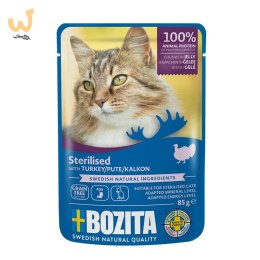 Bozita Sterylizowane kawałki w galaretce z indykiem- mokra karma dla kota - 85g