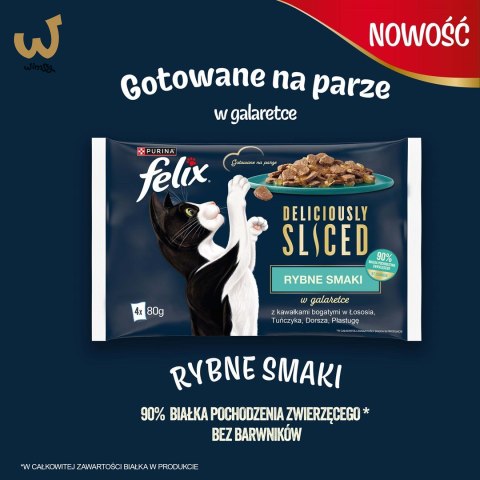 FELIX Deliciously Sliced Rybne Smaki - mokra karma dla kota - 4x 80 g FELIX Deliciously Sliced Rybne Smaki - mokra karma dla kota - 4x 80 g