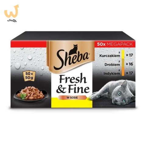 SHEBA saszetki w sosie drobiowe smaki - mokra karma dla kota - 50x50 g SHEBA saszetki w sosie drobiowe smaki - mokra karma dla kota - 50x50 g