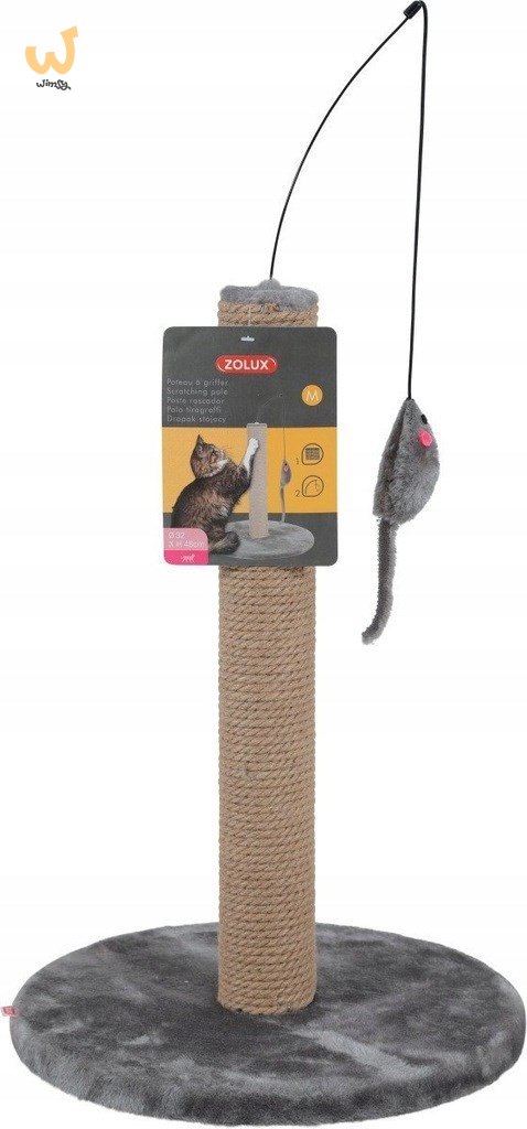 ZOLUX Drapak sizal słupek z zabawką 48cm kol. szary ZOLUX Drapak sizal słupek z zabawką 48cm kol. szary