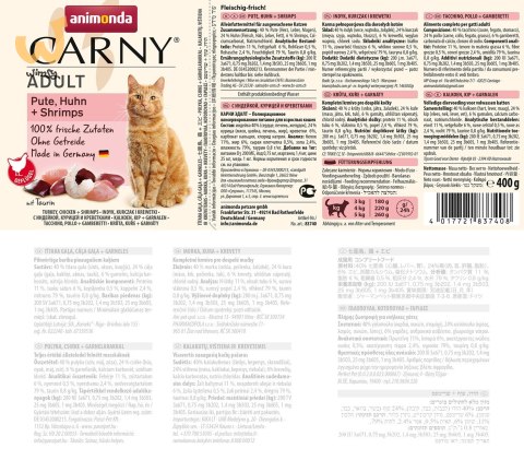 ANIMONDA Carny Adult indyk, kurczak, krewetki - mokra karma dla kota - 400g ANIMONDA Carny Adult indyk, kurczak, krewetki - mokra karma dla kota - 400g