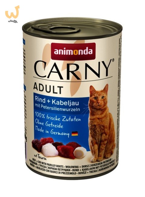 ANIMONDA Carny Adult wołowina z dorszem i pietruszką - mokra karma dla kota - 400g ANIMONDA Carny Adult wołowina z dorszem i pietruszką - mokra karma dla kota - 400g