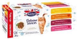 BUTCHER'S Delicious Dinners Jumbo Pack - mokra karma dla kota - 40x100 g