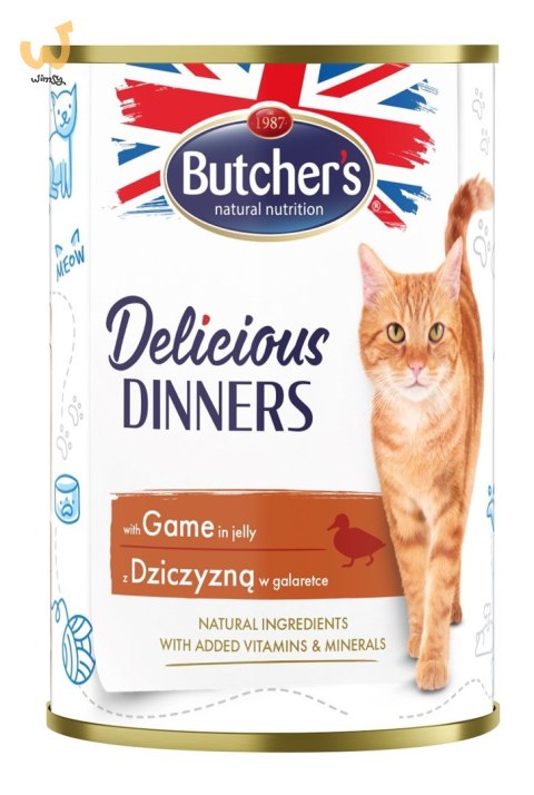 BUTCHER'S Delicious Dinners Kawałki z dziczyzną w galaretce - mokra karma dla kota - 400 g BUTCHER'S Delicious Dinners Kawałki z dziczyzną w galaretce - mokra karma dla kota - 400 g