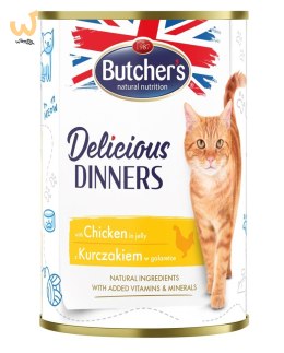 BUTCHER'S Delicious Dinners Kawałki z kurczakiem w galaretce - mokra karma dla kota - 400 g
