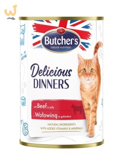 BUTCHER'S Delicious Dinners Kawałki z wołowiną w galaretce - mokra karma dla kota - 400 g