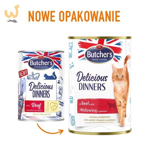 BUTCHER'S Delicious Dinners Kawałki z wołowiną w galaretce - mokra karma dla kota - 400 g BUTCHER'S Delicious Dinners Kawałki z wołowiną w galaretce - mokra karma dla kota - 400 g