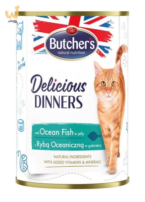 BUTCHER'S Delicious dinners Kawałki z rybą morską w galaretce - mokra karma dla kota - 400 g BUTCHER'S Delicious dinners Kawałki z rybą morską w galaretce - mokra karma dla kota - 400 g