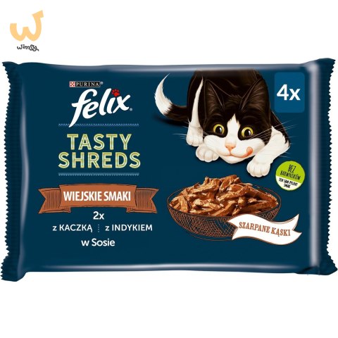 FELIX Tasty Shreds z kaczką i indykiem - mokra karma dla kota - 4x 80g FELIX Tasty Shreds z kaczką i indykiem - mokra karma dla kota - 4x 80g