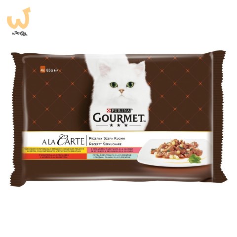 GOURMET A la Carte Kurczak, Pstrąg, Wołowina, Rdzawiec - mokra karma dla kota - 4 x 85 g GOURMET A la Carte Kurczak, Pstrąg, Wołowina, Rdzawiec - mokra karma dla kota - 4 x 85 g