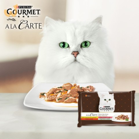 GOURMET A la Carte Kurczak, Pstrąg, Wołowina, Rdzawiec - mokra karma dla kota - 4 x 85 g GOURMET A la Carte Kurczak, Pstrąg, Wołowina, Rdzawiec - mokra karma dla kota - 4 x 85 g