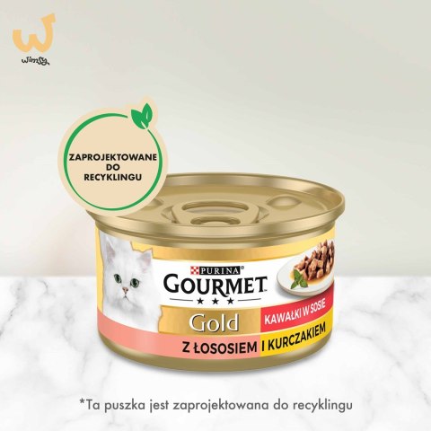 GOURMET GOLD Łosoś i kurczak w sosie mokra karma dla kota - puszka - 85 g GOURMET GOLD Łosoś i kurczak w sosie mokra karma dla kota - puszka - 85 g