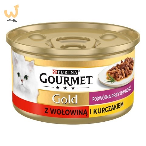 GOURMET GOLD Wołowina z kurczakiem mix kawałków na parze i w sosie - mokra karma dla kota - 85 g GOURMET GOLD Wołowina z kurczakiem mix kawałków na parze i w sosie - mokra karma dla kota - 85 g