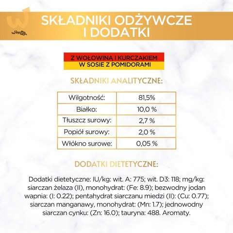 GOURMET GOLD Wołowina z kurczakiem w sosie pomidorowym 85g GOURMET GOLD Wołowina z kurczakiem w sosie pomidorowym 85g