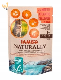 IAMS Naturally Adult z łososiem północnoatlantyckim w sosie 85g kot