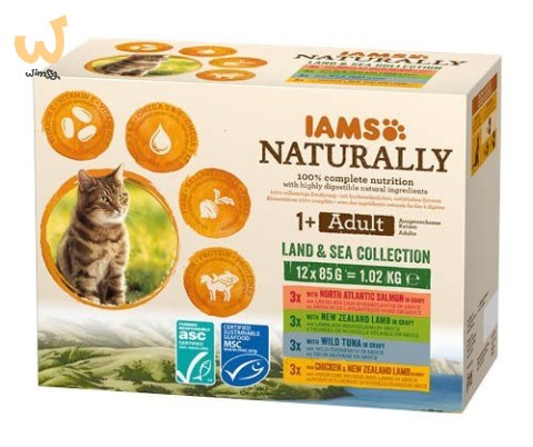 IAMS Naturally Adult zestaw smaków morskch i mięsnych 12x85g kot IAMS Naturally Adult zestaw smaków morskch i mięsnych 12x85g kot