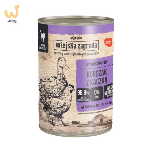 Wiejska Zagroda - Kurczak z kaczką - Mokra karma dla kota - 400g Wiejska Zagroda - Kurczak z kaczką - Mokra karma dla kota - 400g