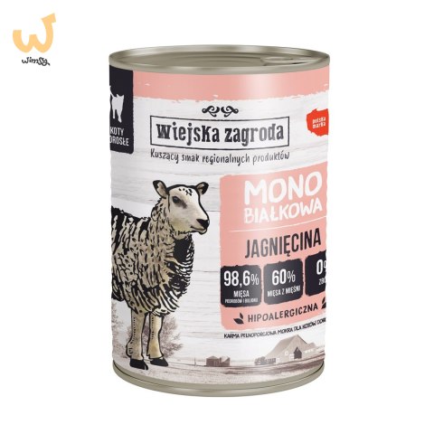 Wiejska Zagroda Monobiałkowa Jagnięcina (dorosły)Karma mokra dla kota 400g