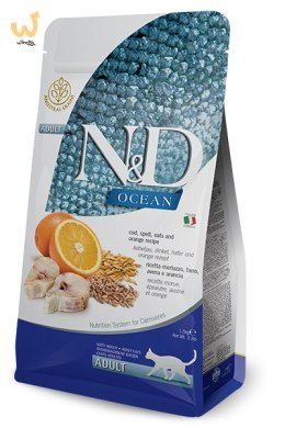 FARMINA N&D Ocean Cod, Spelt, Oats & Orange Adult - sucha karma dla kota - 1,5kg