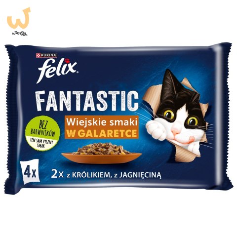 FELIX Fantastic królik, Jagnięcina - mokra karma dla kota - 4x85g FELIX Fantastic królik, Jagnięcina - mokra karma dla kota - 4x85g