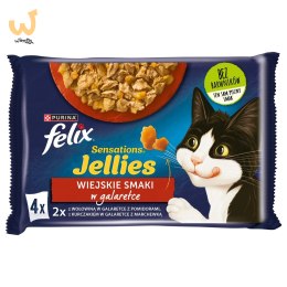 FELIX Sensations wołowina, kurczak - mokra karma dla kota - 4x 85g