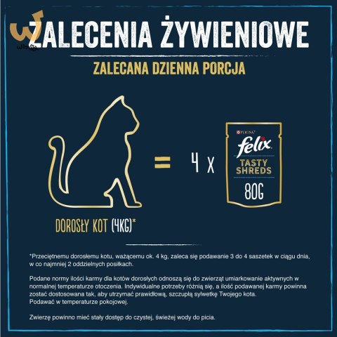 FELIX Tasty Shreds z łososiem i tuńczykiem - mokra karma dla kota - 4x 80g FELIX Tasty Shreds z łososiem i tuńczykiem - mokra karma dla kota - 4x 80g
