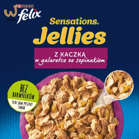 PURINA Felix Sensations Jellies z kaczką w galaretce ze szpinakiem - mokra karma dla kota - saszetka 85 g PURINA Felix Sensations Jellies z kaczką w galaretce ze szpinakiem - mokra karma dla kota - saszetka 85 g